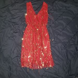 Red sequin dress